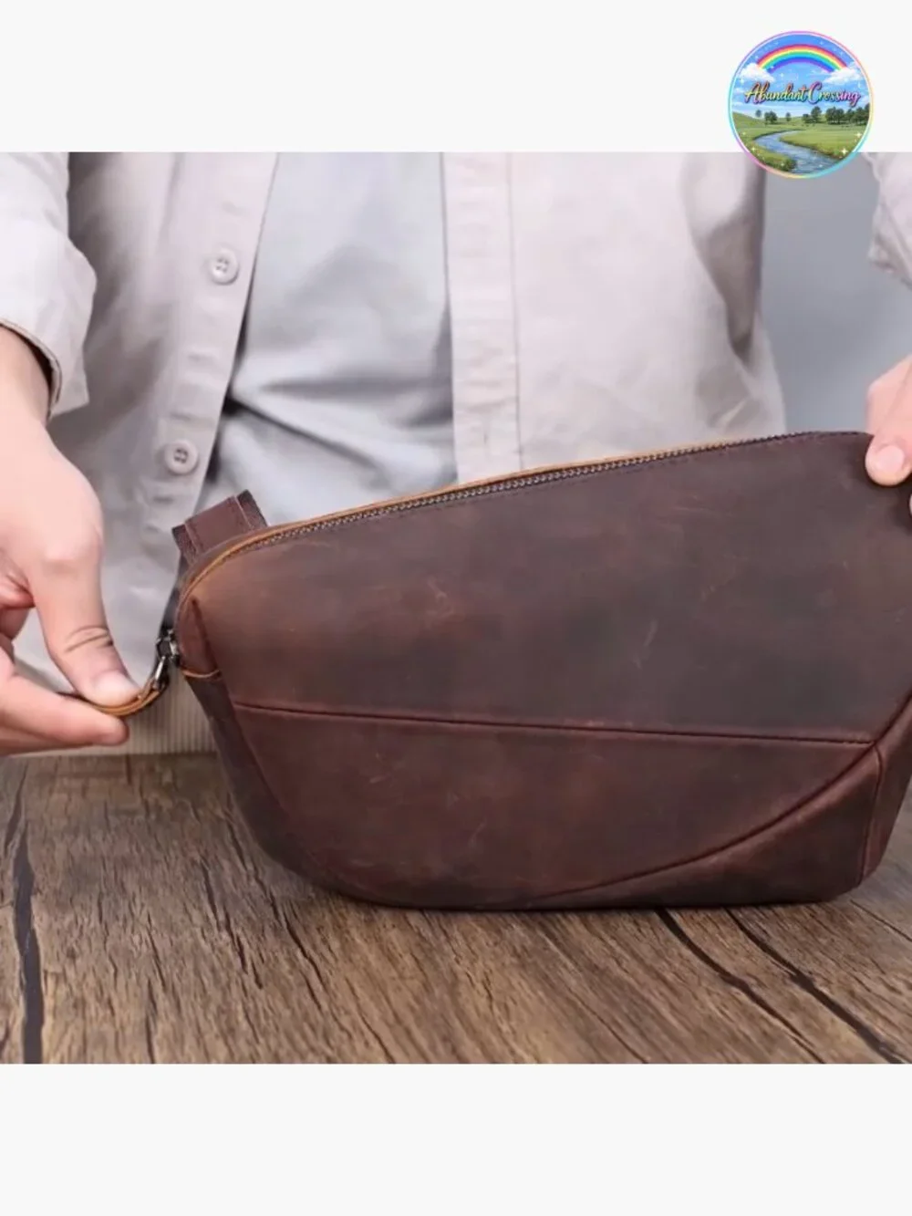 Genuine Leather Sling Bag Crossbody Purse Hiking Travel Chest Daypack